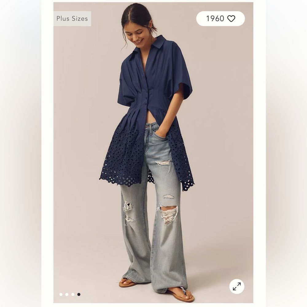 Anthropologie The Tobie Button-Front Pleated Mini Shirt Dress by Exquise - Picture 3 of 6